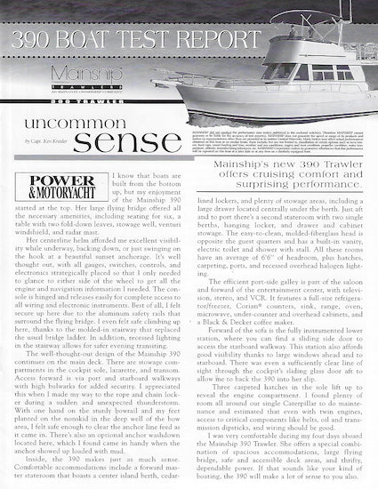 Mainship 390 Trawler Magazine Reprint Brochure