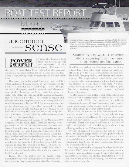 Mainship 350 Trawler Magazine Reprint Brochure