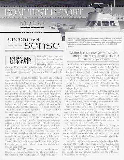 Mainship 350 Trawler Magazine Reprint Brochure