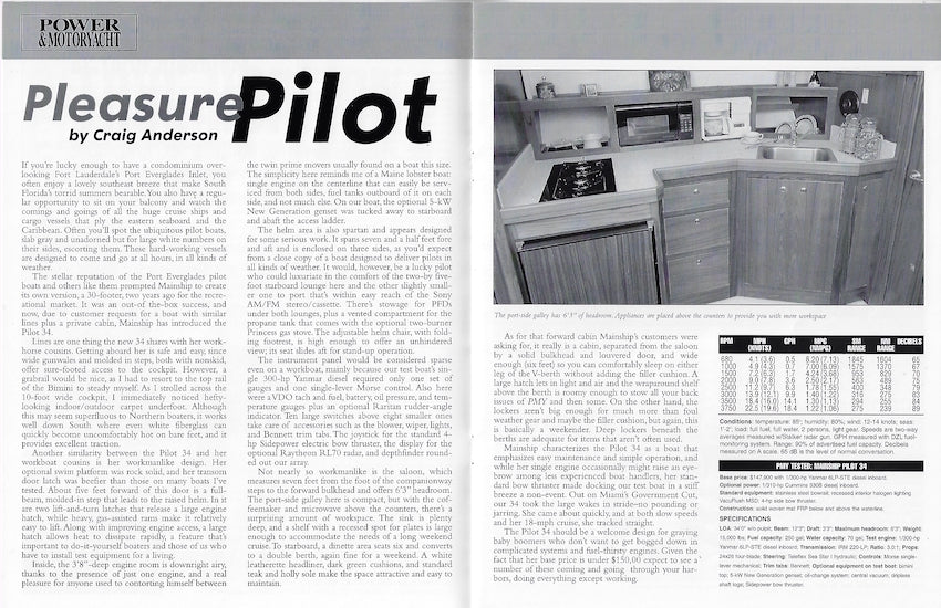 Mainship Pilot 34 Magazine Reprint Brochure