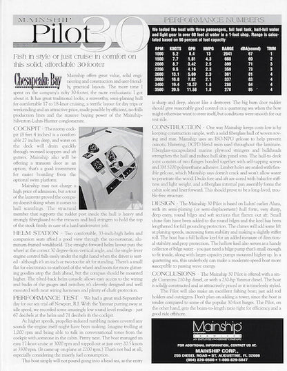 Mainship Pilot 30 Magazine Reprint Brochure