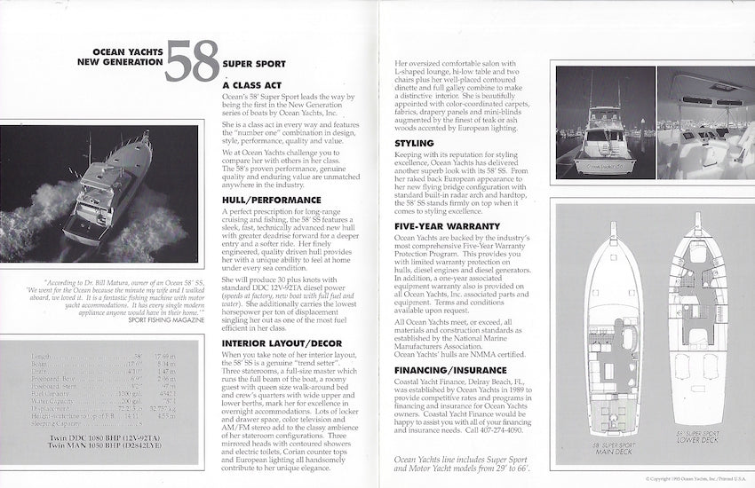 Ocean 58 Super Sport Brochure
