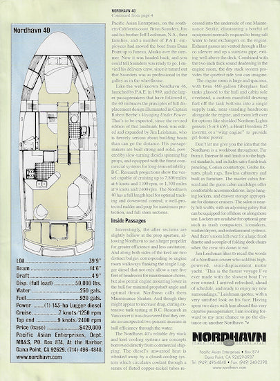Nordhavn 40 Motorboating & Sailing Magazine Reprint Brochure