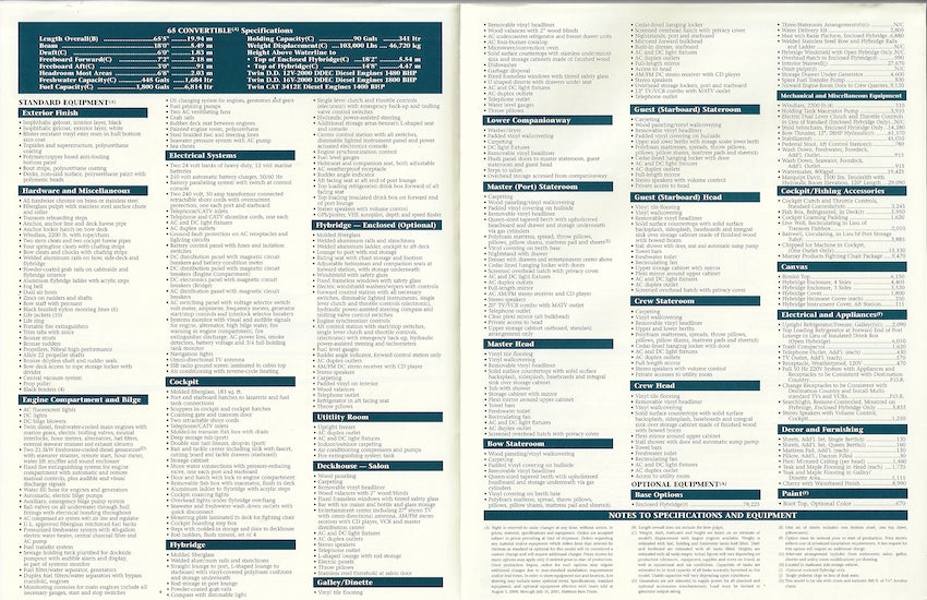Hatteras 65 Convertible Specification Brochure