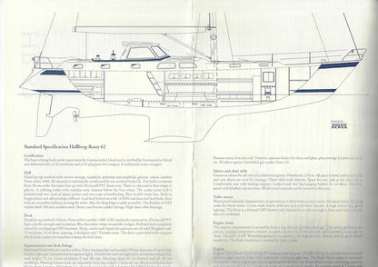 Hallberg-Rassy 62 Specification Poster Brochure