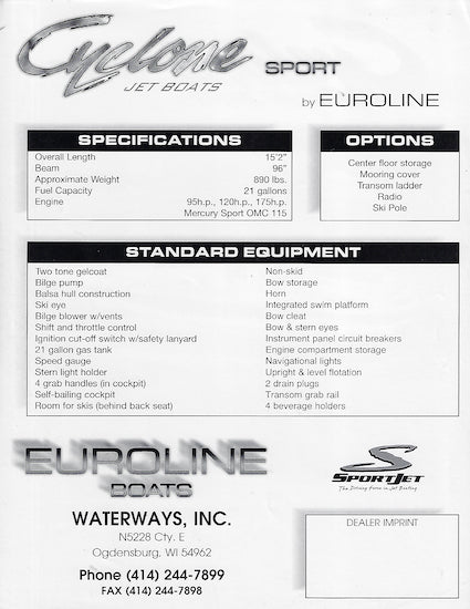 Euroline Cyclone Sport Brochure