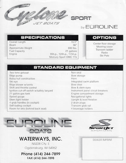 Euroline Cyclone Sport Brochure