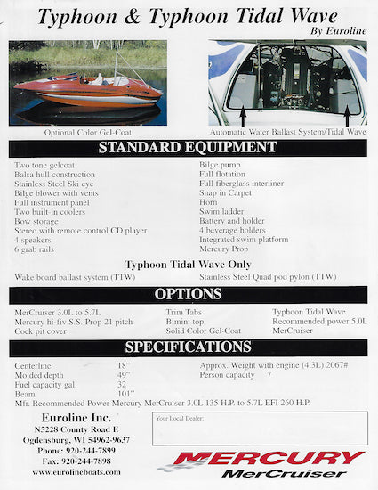 Euroline Typhoon & Typhoon Tidal Wave Brochure