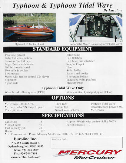 Euroline Typhoon & Typhoon Tidal Wave Brochure