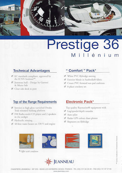 Jeanneau Prestige 36 Specification Brochure