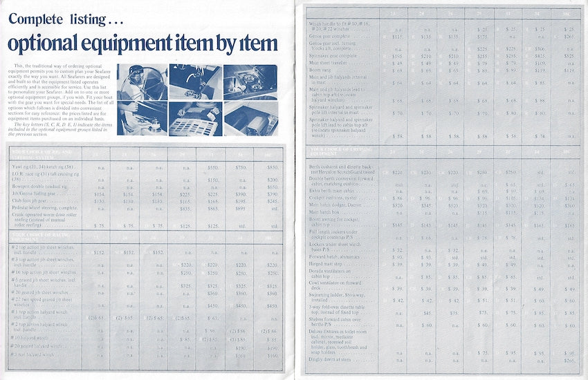 Seafarer 1972 Equipment & Specifications Brochure