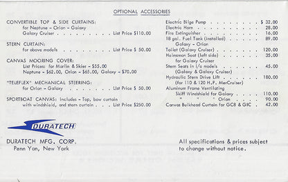 Duratech 1966 Price List