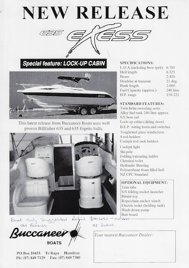 Buccaneer Exess 635 Brochure