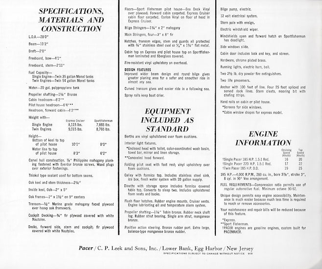 Pacemaker Pacer 25 / 28 Brochure