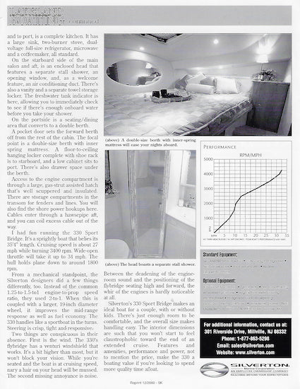 Silverton 330 Sport Bridge Magazine Reprint Brochure