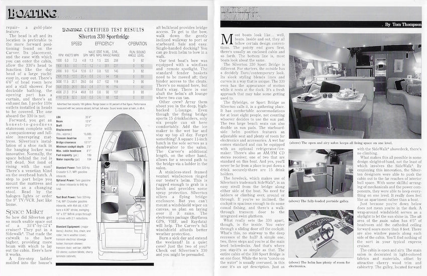 Silverton 330 Sport Bridge Magazine Reprint Brochure