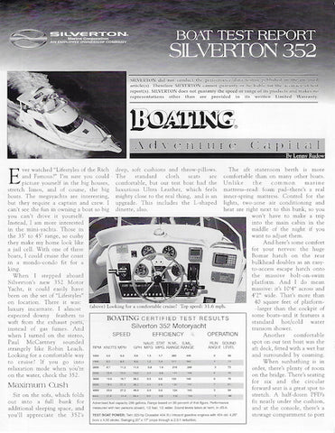 Silverton 352 Motor Yacht Magazine Reprint Brochure