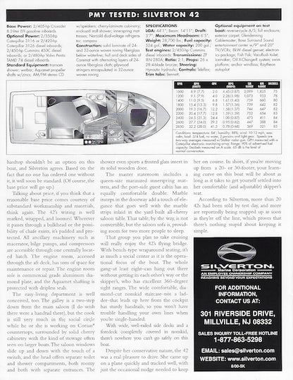 Silverton 42 Convertible Magazine Reprint Brochure