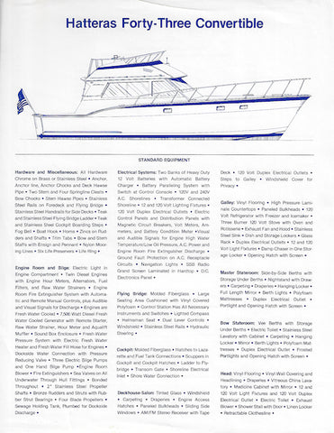 Hatteras 43 Convertible Specification Brochure