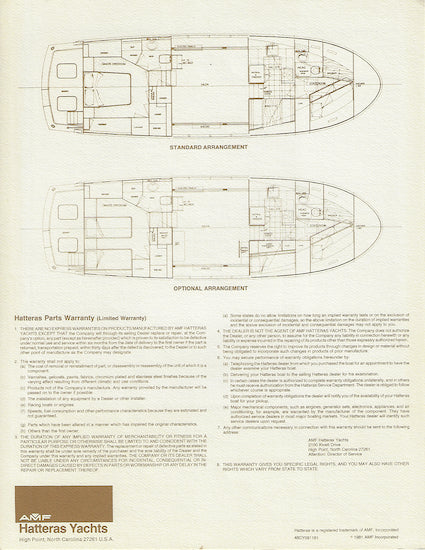 Hatteras 48 Cockpit Motor Yacht Specification Brochure