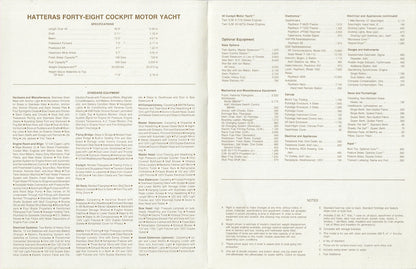 Hatteras 48 Cockpit Motor Yacht Specification Brochure