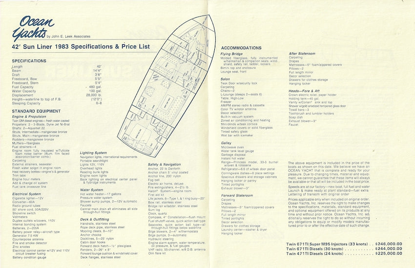 Ocean 42 Sunliner Specification Brochure