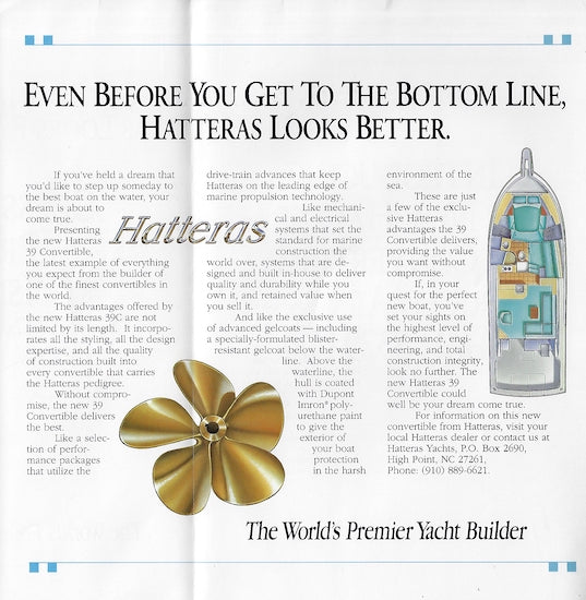 Hatteras 39 Convertible Launch Brochure