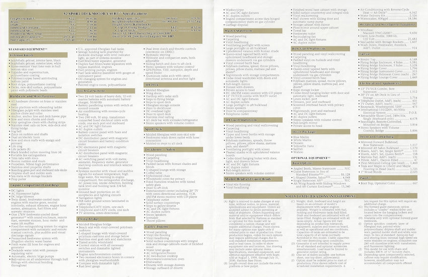 Hatteras 52 Sport Deck Motor Yacht Specification Brochure