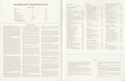 Hatteras 61 Motor Yacht Specification Brochure