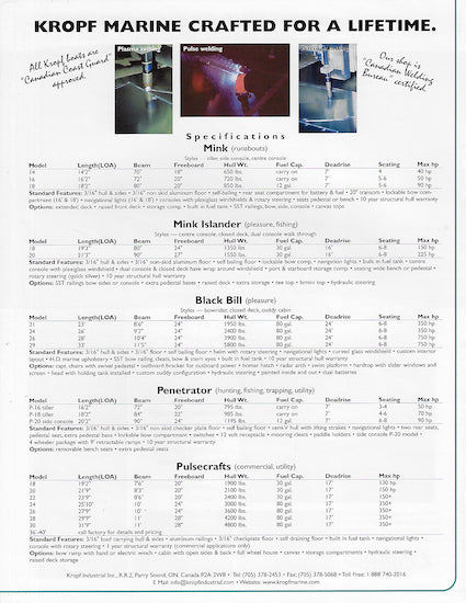 Kropf Welded Aluminum Boats Brochure