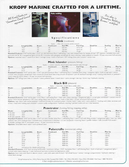 Kropf Welded Aluminum Boats Brochure