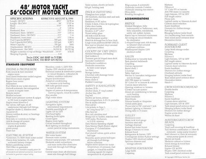 Ocean 48 Motor Yacht / 56 Cockpit Motor Yacht Brochure