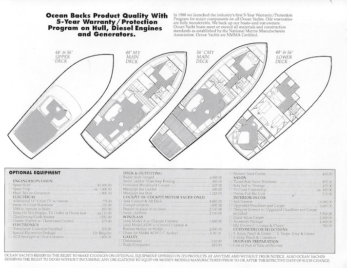 Ocean 48 Motor Yacht / 56 Cockpit Motor Yacht Brochure