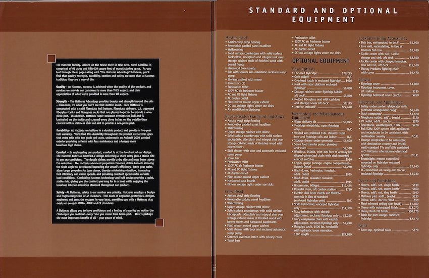 Hatteras 70 Convertible Specification Brochure