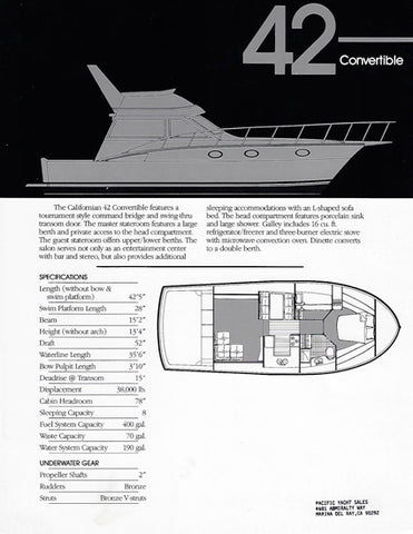 Carver Californian 42 Convertible Specification Brochure