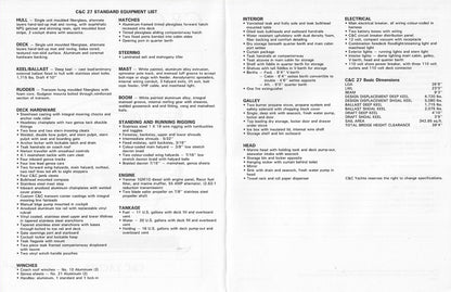 C&C 27 Mark V Specification Brochure