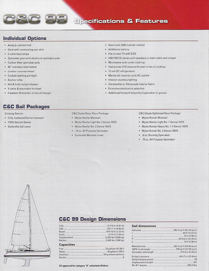 C&C 99 Specification Brochure - 2006 – SailInfo I boatbrochure.com