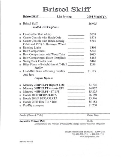 Holby Bristol Skiff Brochure