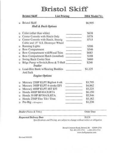 Holby Bristol Skiff Brochure