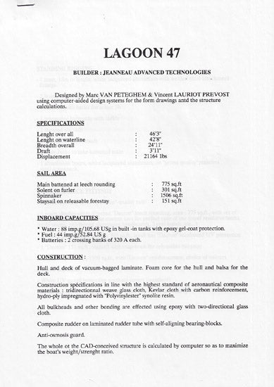Lagoon 47 Folder Brochure