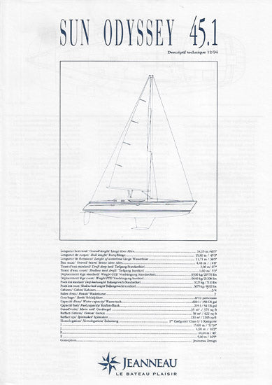 Jeanneau Sun Odyssey 45.1 Specification Brochure