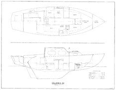 Columbia 24 Interior & Starboard Profile - Dinette Plan
