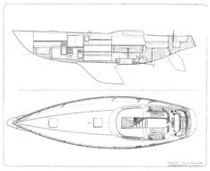 Columbia 43 Interior Arrangement Plan - Deck Split Cockpit