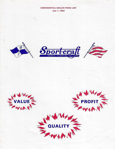 Sport Craft 1984 / 1985 Dealer Price List