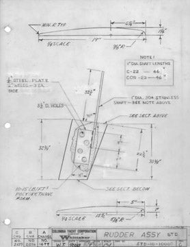 Columbia Yachts Rudder Assembly Plan