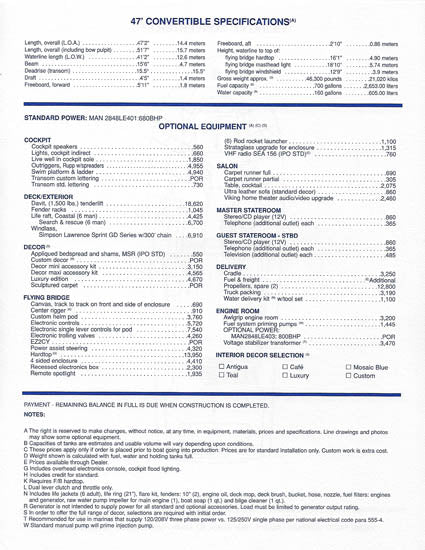 Viking 47 Convertible Specification Brochure