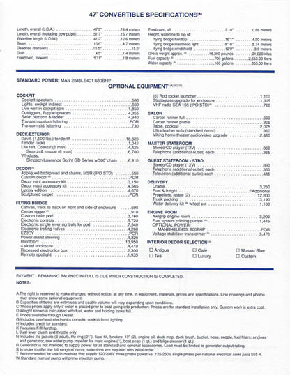 Viking 47 Convertible Specification Brochure
