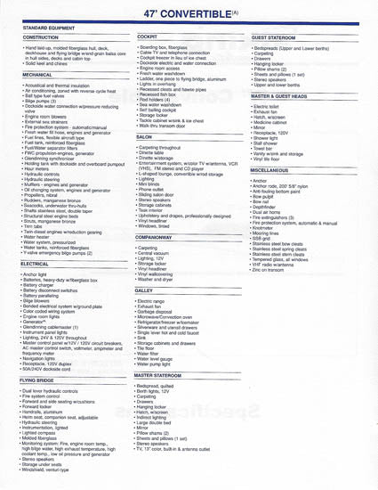 Viking 47 Convertible Specification Brochure