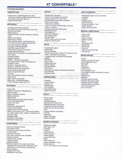Viking 47 Convertible Specification Brochure